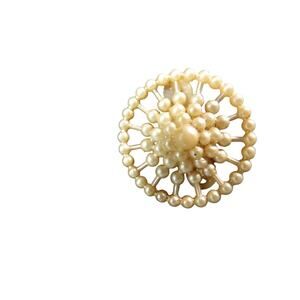 Vintage Celluloid Faux Pearl Brooch
